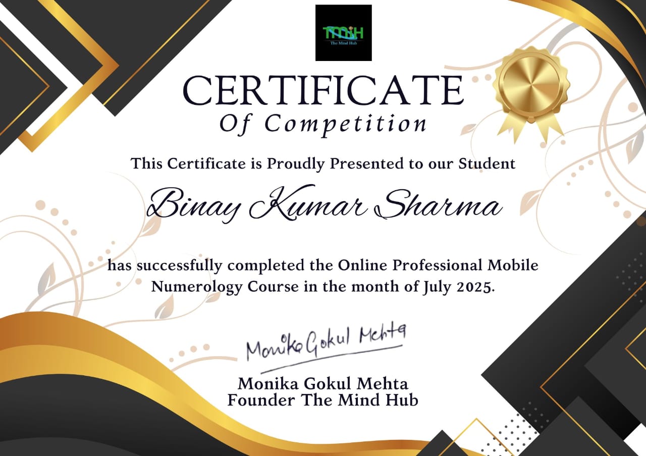 Professional Mobile Numerology certificate preview